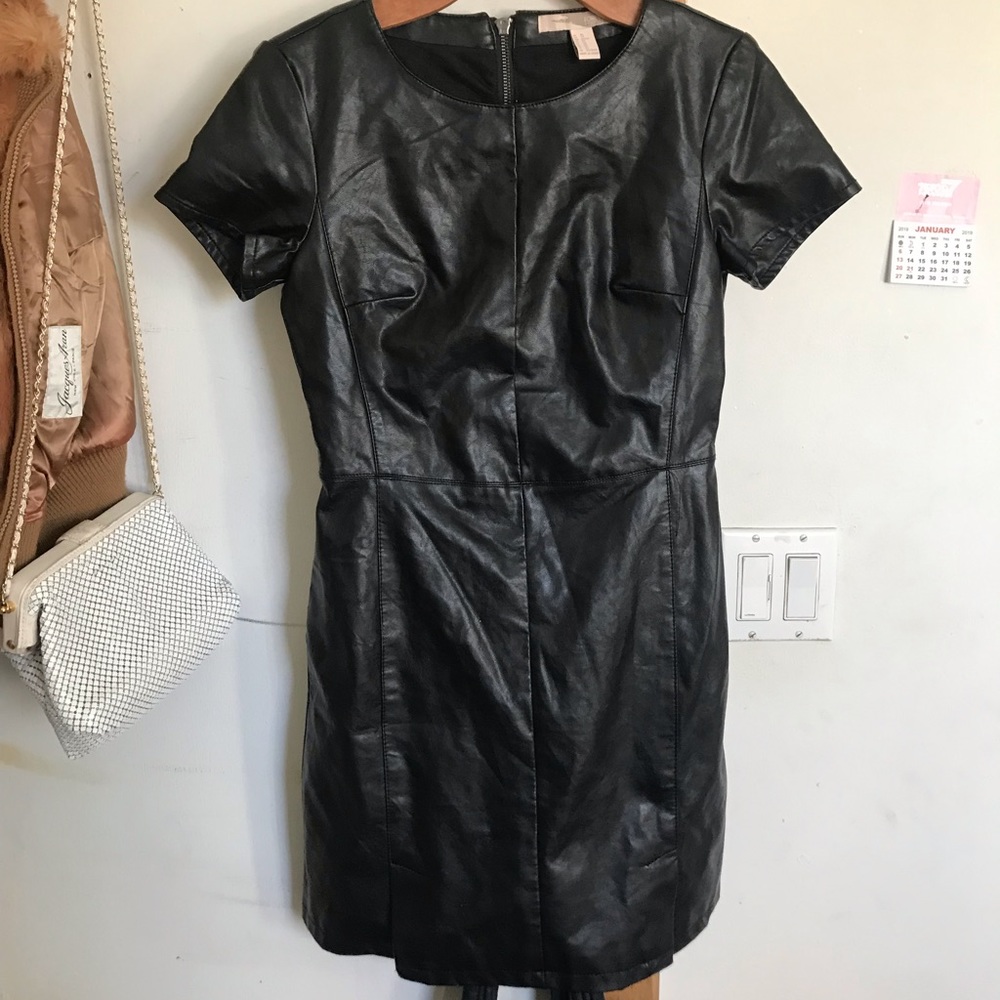 Vegan leather mini dress